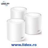 Sistem Wireless Mesh TP-LINK Deco X1500 AX1500, Dual-Band 300 + 1201 Mbps, 3 buc, alb