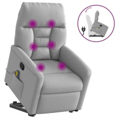 vidaXL Scaun de masaj &icirc;n picioare, &icirc;nclinat, țesătură gri nor 3303051