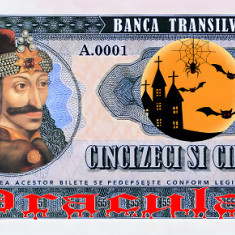 reproducere bancnota fantezie 55 lei 2023 Vlad Țepeș