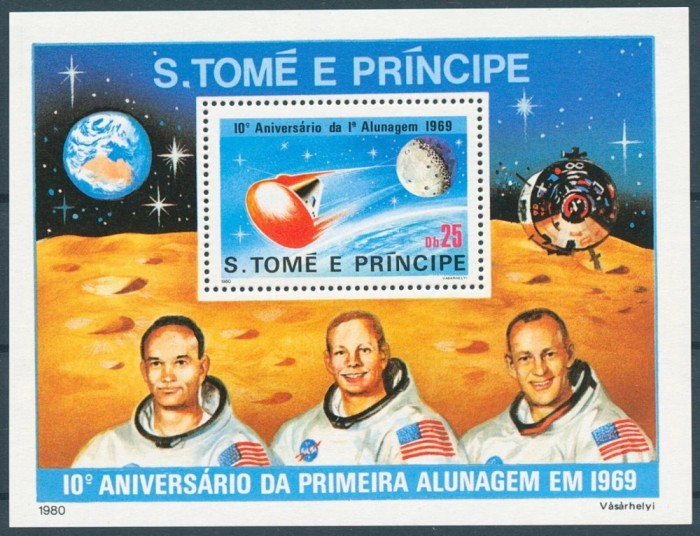 Sao Tome 1980 - Apollo 11, aselenizarea, colita neuzata