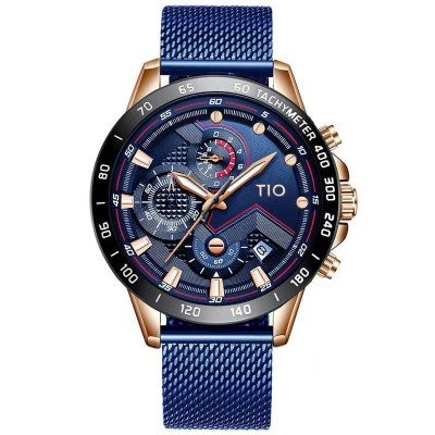 Ceas barbati TIO Albastru Otel Quartz Elegant Bratara reglabila Analog foto