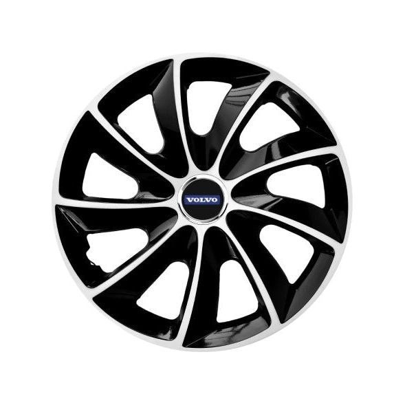Set 4 Capace Roti potrivite jantelor de 16 inch, pentru Volvo, model Stig Extra Black &amp; White