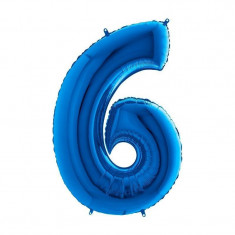 Balon folie cifra mare, albastru metalizat, 35 cm, pentru aniversari model model 6 foto