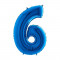 Balon folie cifra mare, albastru metalizat, 35 cm, pentru aniversari model model 6