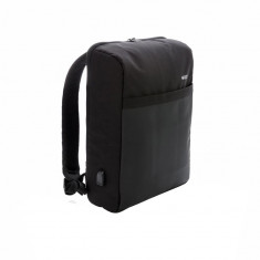 Rucsac antifurt 15 inch RFID si mufa usb, pvc free, Swiss Peak by AleXer, AT, poliester, pu, negru, breloc inclus foto