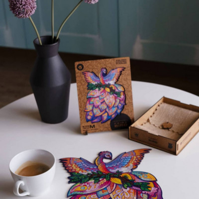 UNIDRAGON Puzzle Fairy Bird, mediu, 198 piese, 25x32 cm, lemn foto