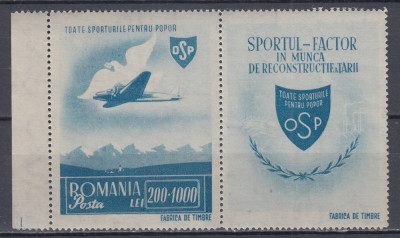 ROMANIA 1945 LP 176 a O.S.P. POSTA AERIANA CU VINIETA MNH foto