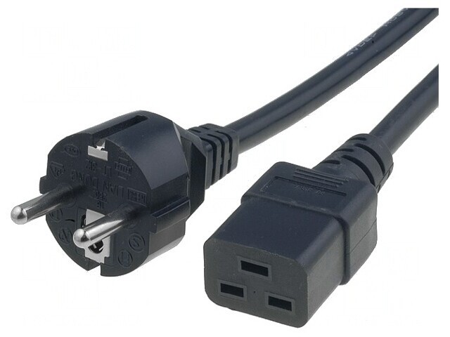 Cablu de Alimentare 2m Negru 3x1mm2 IEC C19 Mamă
