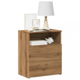 Noptiera Gossi Stejar Artizanal 50x32x60 cm, 2 Sertare, Raft, Lemn Prelucrat PAL