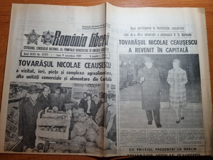 romania libera 9 octombrie 1989-ceausescu intalnure cu yasser arafat