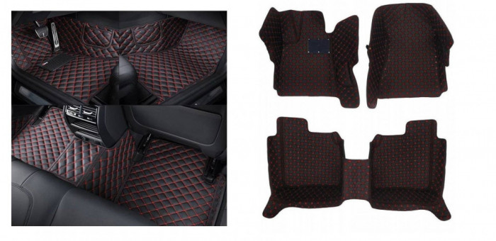 Covorase presuri interior model 5D Lux piele Tip Tavita dedicate Volvo XC90 2002-2014 Negru+Rosu