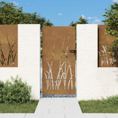 vidaXL Poartă pentru grădină, 85x175 cm, oțel corten, model iarbă foto