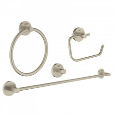 Set accesorii 4 in 1 Grohe Essentials 40823EN1, Brushed Nickel