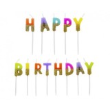 Lumanari tort litere Happy Birthday cu sclipici