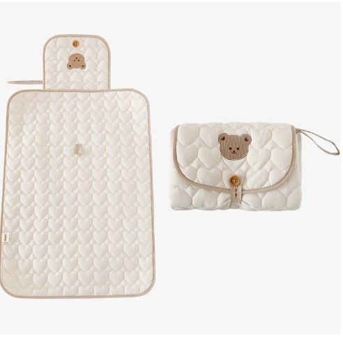 Patura Multifunctionala pentru Schimbat Pampers, Flippy, Rezistenta la Apa, Model Ursulet, 50x70 cm, Bej