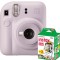 Aparat foto instant color, Fujifilm Instax Mini 12, culoarea mov liliac + Film Mini 2x10