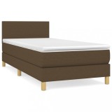 Cumpara ieftin Pat box spring cu saltea, maro inchis, 80x200 cm, textil