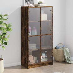 vidaXL Dulap &icirc;nalt cu uși, stejar fumuriu, 68x37x142 cm, lemn compozit 3295861