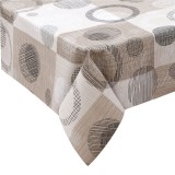 Față de Masă, Model Cercuri și Linii, Maro, Dimensiuni 180x140cm, Plastifiată