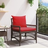 vidaXL Scaun grădină cu perne maro 60x70x78 cm Ratan Poli