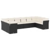 Set canapele de gradina cu perne, 10 piese, negru, poliratan