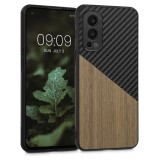 Husa Kwmobile pentru OnePlus Nord 2 5G, Lemn, Maro/Negru, 57498.01, Carcasa