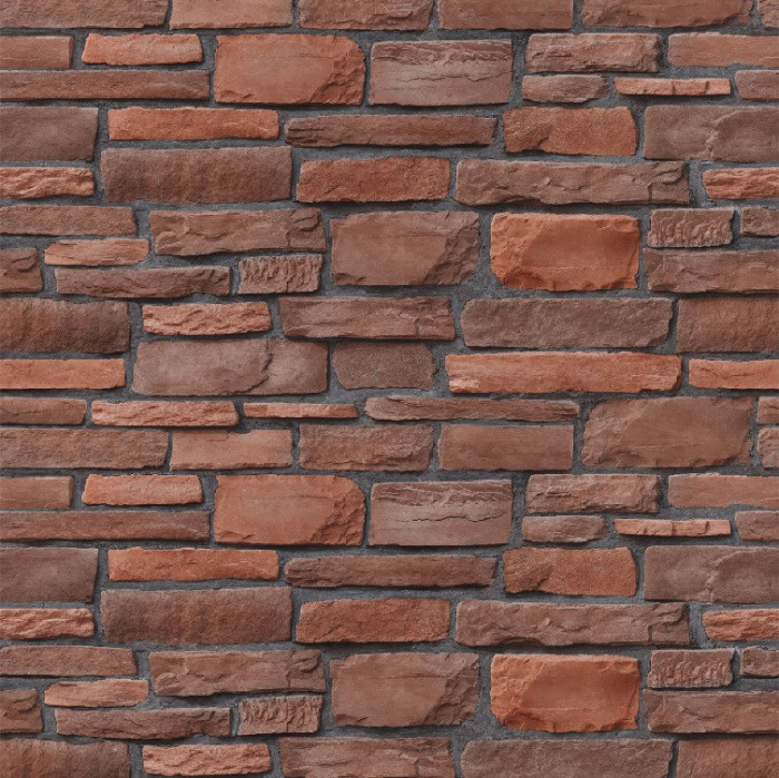 Fototapet autocolant Zid piatra dreptunghiulara subtire maro si rosu, 400 x 250 cm