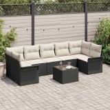 Cumpara ieftin Set de canapele pentru grădină cu pernă 8 pcs Negru, Crem