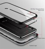 Husa cu Bumper din Aluminiu cu prindere Magnetica si spate din Sticla Temperata Securizata pentru iPhone X Black, MyStyle