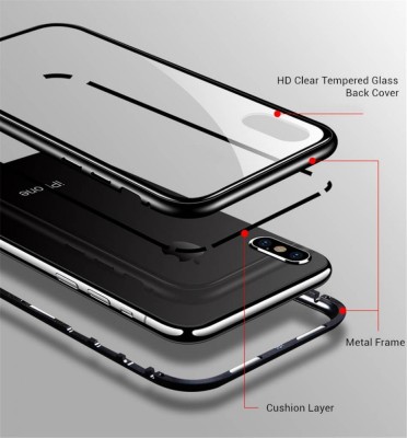 Husa cu Bumper din Aluminiu cu prindere Magnetica si spate din Sticla Temperata Securizata pentru iPhone X Black foto