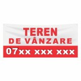 Banner Teren de Vanzare Personalizat, Poliplan cu Capse, Print Latex Eco, Interior/Exterior, Design Standard/Personalizat
