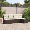 VidaXL Set de canapele pentru grădină cu pernă 5 pcs Maro Rattan poli