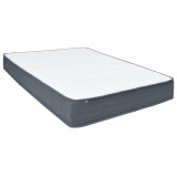 Saltea pat vidaXL cu arcuri 200x160x20 cm, ferma, alb/gri inchis, suport optim, somn confortabil