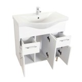 Baza si lavoar baie GN1531 - 75 cm alb cu sertare