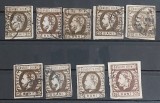 Romania 1872 - Lot studiu Carol l cu Barba,72 bani albastru