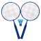 Set badminton ce contine 2 rachete albastre cu dimensiunea de 35 X 22 X 60 cm si un fluturas