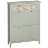 HOMCOM Dulap pentru pantofi &icirc;n stil boem chic, cu aspect de răchită, verde apă | Aosom Romania