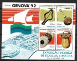 B0365 - Mozambic 1992 - Muzica bloc neuzat,perfecta stare