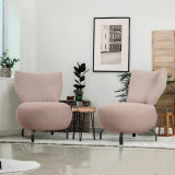 Set scaune cu aripă, Unique Design, 867UNQ1068, Lemn de carpen, Roz somon