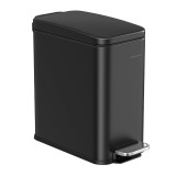 SONGMICS Cos de gunoi cu pedala, potrivit pentru baie, capac soft-close si galeata detasabila, otel inoxidabil, 5 litri, 30x14x29 cm, negru Household