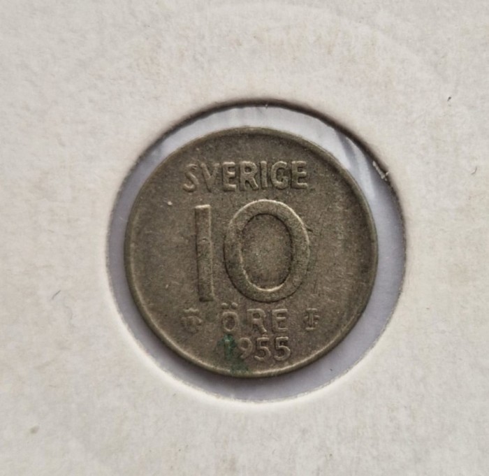 Suedia 10 Ore 1955 moneda din argint km # 823