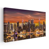 Tablou vedere panoramica New York rasarit 2089 Tablou canvas pe panza CU RAMA 70x140 cm