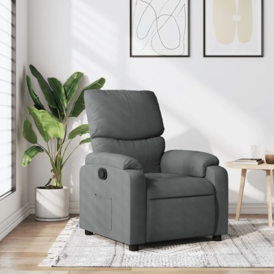 vidaXL Fotoliu rabatabil, gri &amp;icirc;nchis, material textil foto