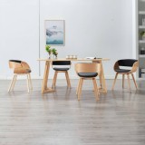Cumpara ieftin Scaune de bucătărie 4 buc, negru, lemn curbat &amp; piele ecologică