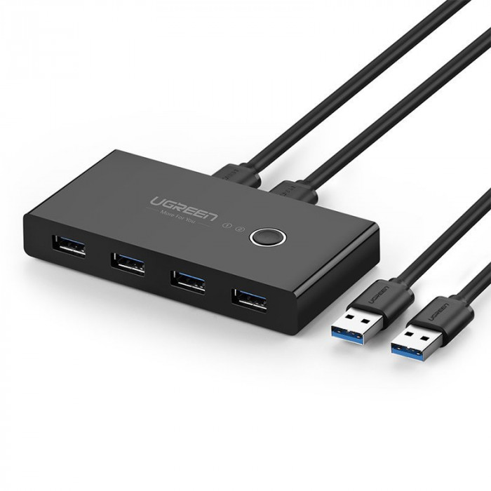 Cutie De Comutare Ugreen Comutator HUB 4x USB 3.2 Gen 1 Splitter USB Pentru Două Computere Negru (US216 30768)