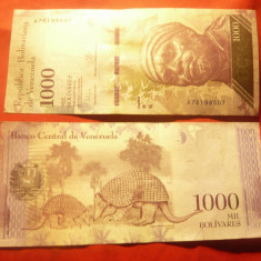 Set 2 bancnote 1000 bolivari 2016 Venezuela , cal. F.Buna , semnaturi diferite