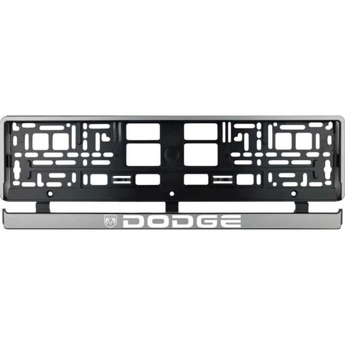 Set 2 bucati, suport numar inmatriculare argintiu Dodge