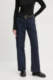 G-Star pantaloni femei, culoarea bleumarin, drept, medium waist, D24673-D388