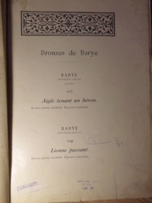 BRONZES DE BARYE. BRONZE PATINE MEDAILLE. EPREUVE ANCIENNE (ALBUM ALB-NEGRU)-(ANTOINE-LOUIS) 1795-1875-233859 foto