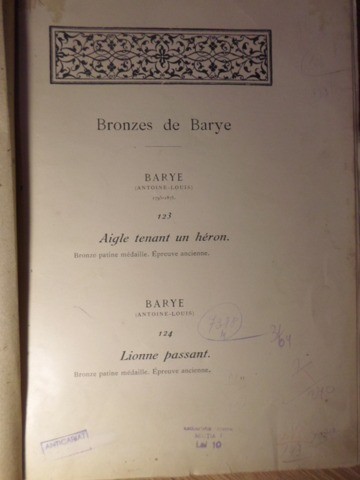 BRONZES DE BARYE. BRONZE PATINE MEDAILLE. EPREUVE ANCIENNE (ALBUM ALB-NEGRU)-(ANTOINE-LOUIS) 1795-1875-233859